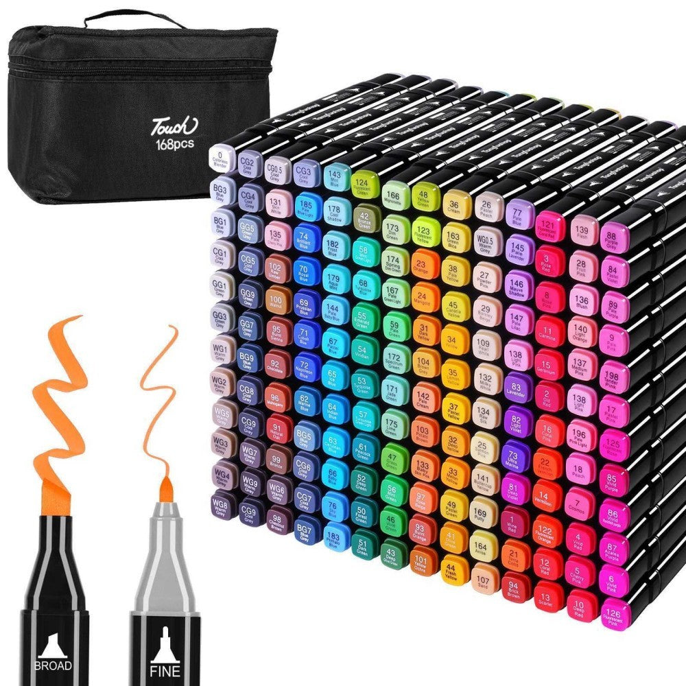 168 Colors Dual Tip Art Markers Color Pens Drawing Watercolour Kids & Gift