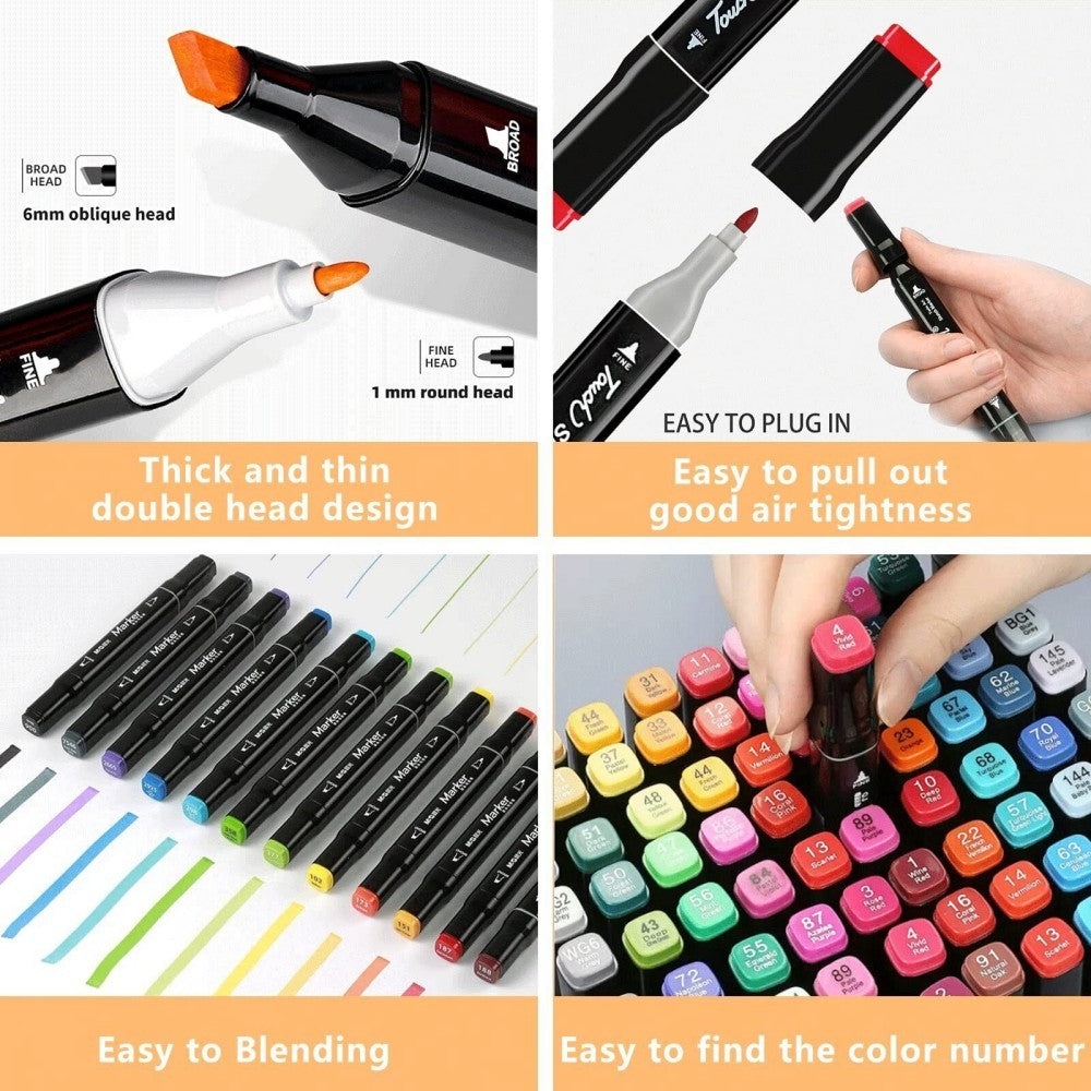168 Colors Dual Tip Art Markers Color Pens Drawing Watercolour Kids & Gift